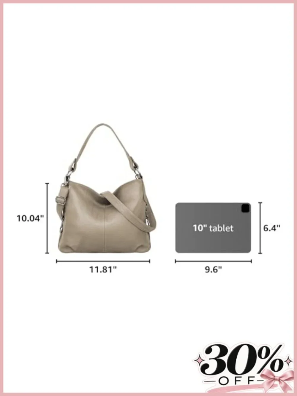 Genuine Leather Convertible Shoulder Bag Hobo Crossbody Purse Large